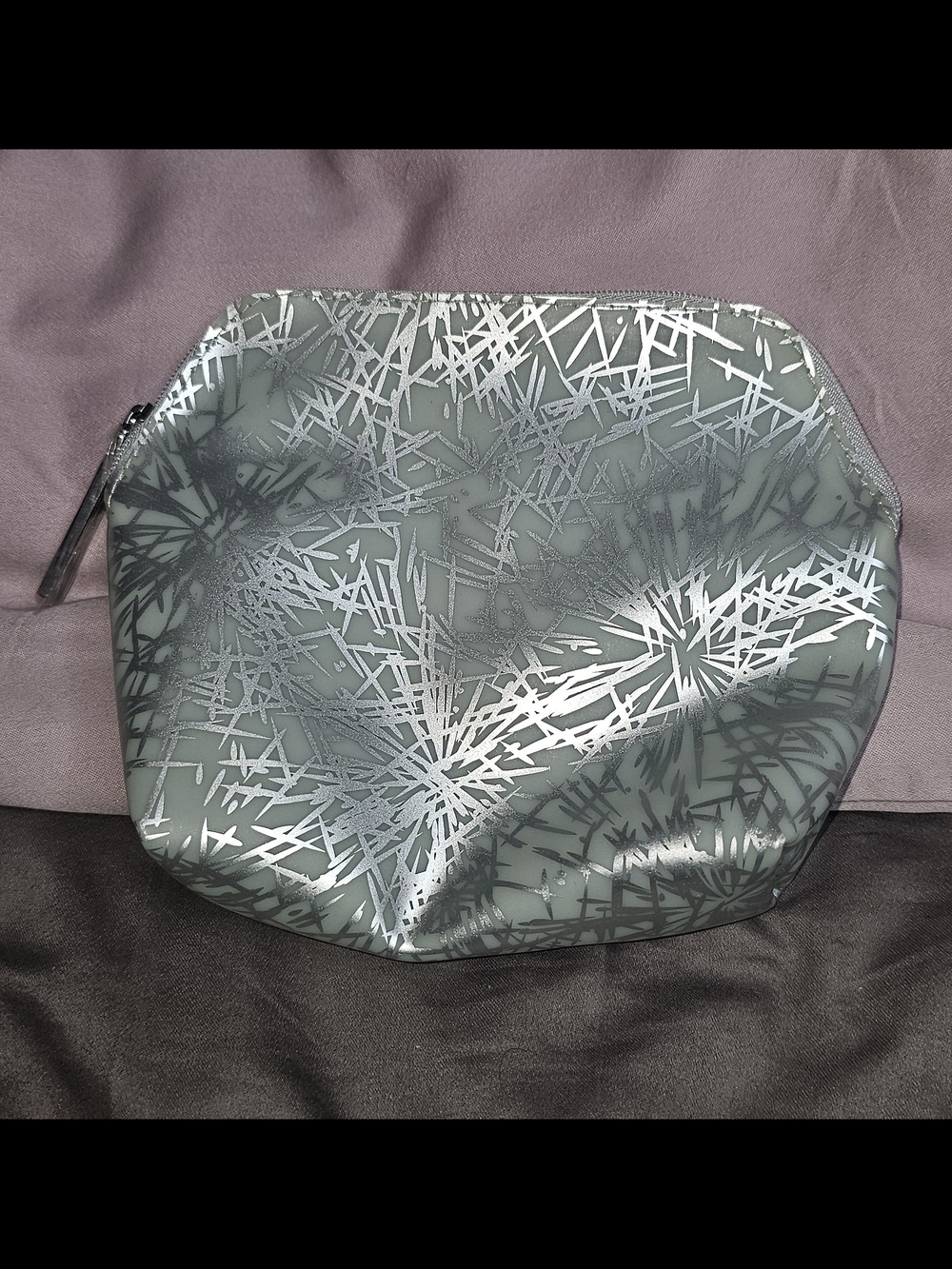 MAC Cosmetics Gray Metallic Accent Cosmetic Bag Winter Edition
